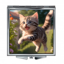 ZER2-0428 Складное зеркало квадратное Котёнок в прыжке