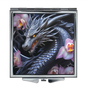 ZER2-0551 Складное зеркало квадратное Дракон и цветы
