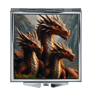ZER2-0585 Складное зеркало квадратное Три дракона