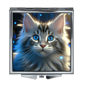 ZER2-0989 Складное зеркало квадратное Кошка анфас