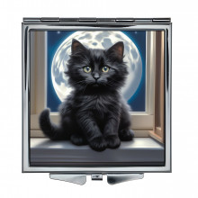 ZER2-1011 Складное зеркало квадратное Чёрный котёнок
