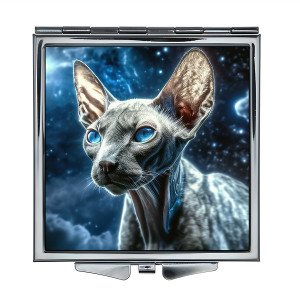 ZER2-1027 Складное зеркало квадратное Кот сфинкс