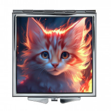 ZER2-1041 Складное зеркало квадратное Рыжий котёнок