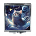 ZER2-1082 Складное зеркало квадратное Кот космос