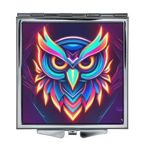 ZER2-1275 Складное зеркало квадратное Сова неон