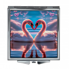 ZER2-1303 Складное зеркало квадратное Влюблённые лебеди