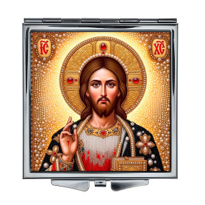 ZER2-1469 Складное зеркало квадратное Иисус Христос